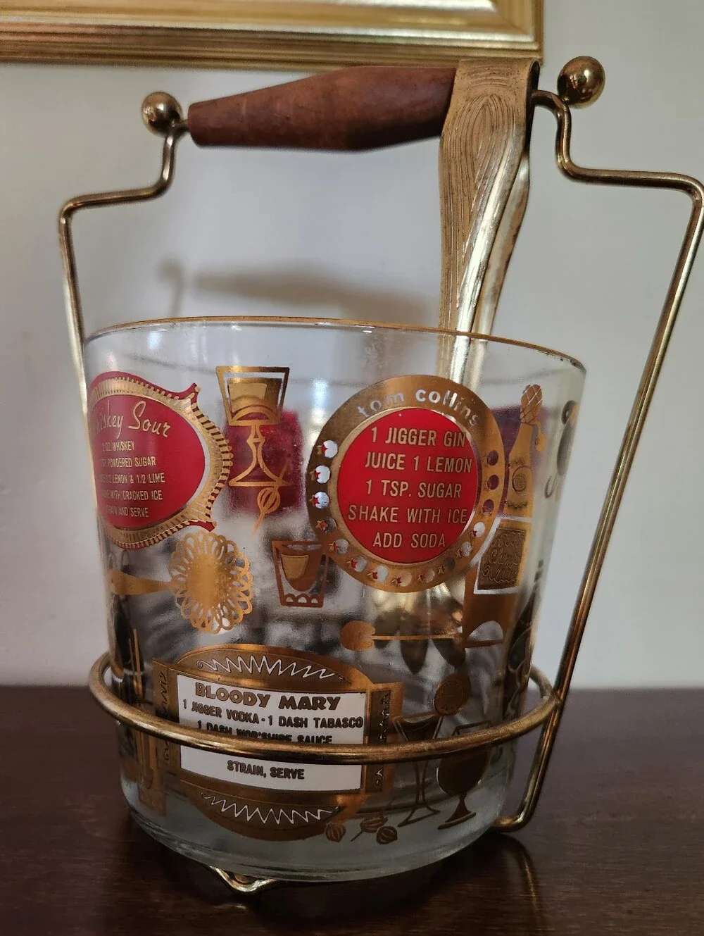 Mid-Century Jeanette Glass Bacardi Cocktail Recipe Ice Bucket